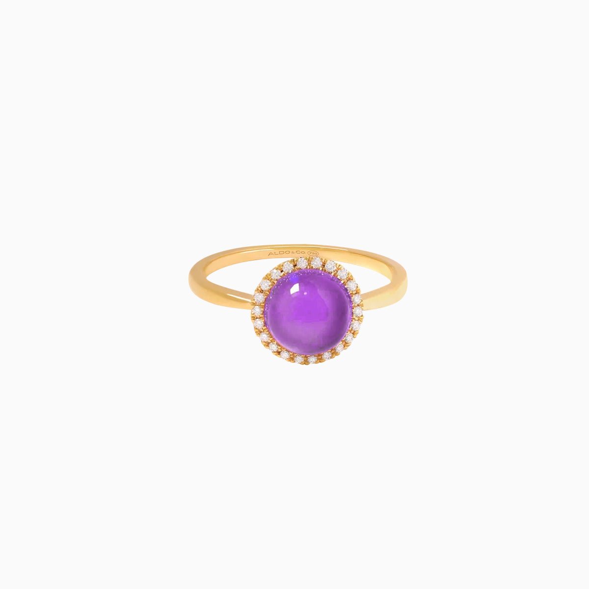 Anillo en oro amarillo de 18K cabuchón amatista