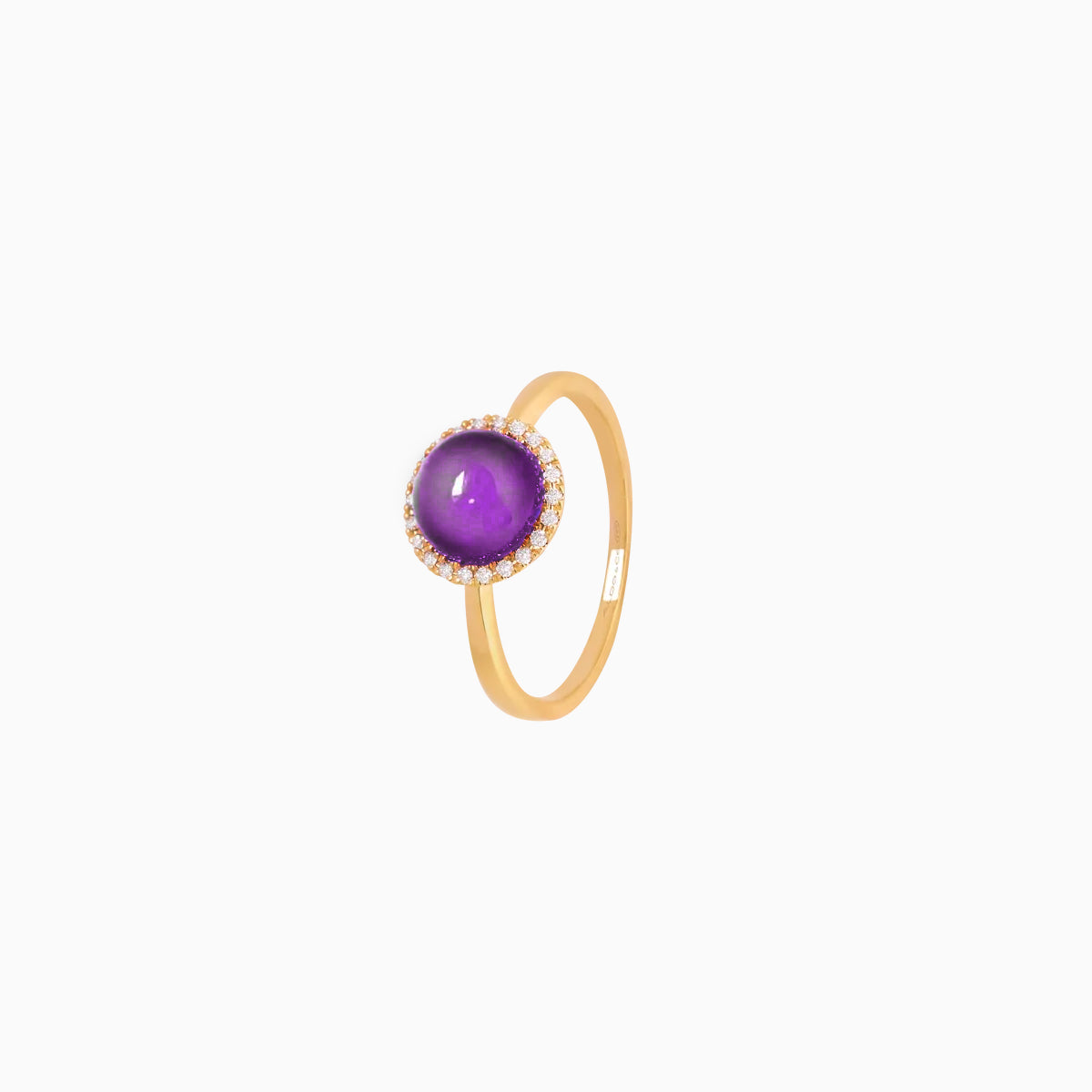 Anillo en oro amarillo de 18K cabuchón amatista
