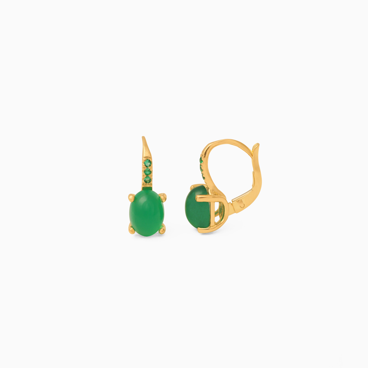 Aretes argollas en oro amarillo de 18k con Agatha