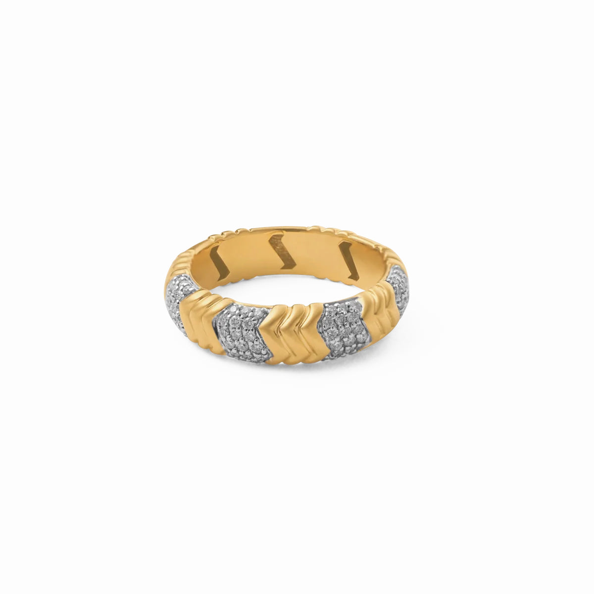 Anillos en oro amarillo de 18k media caña y brillantes