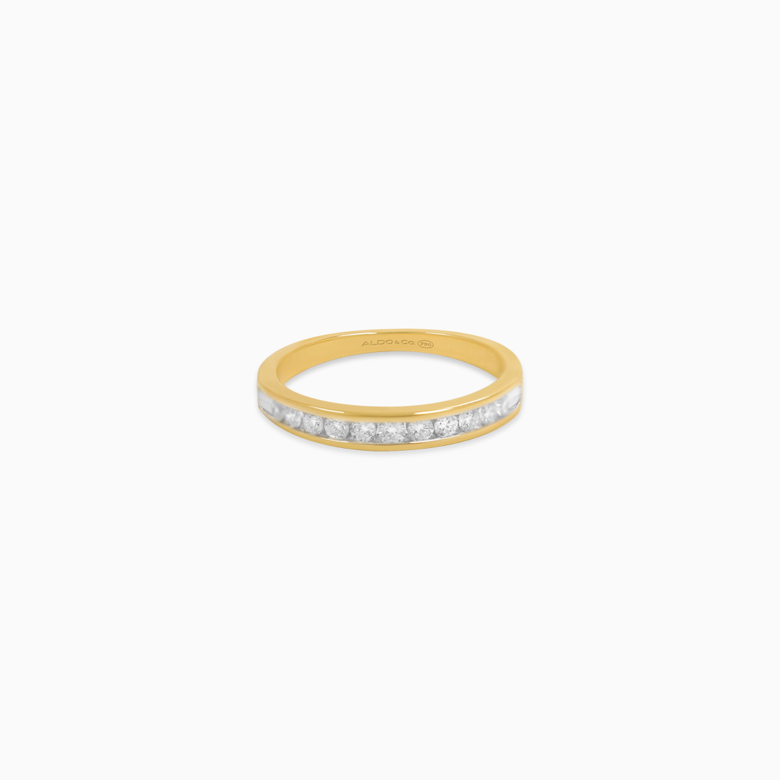 Anillo oro amarillo 18K medio rivière con brillantes