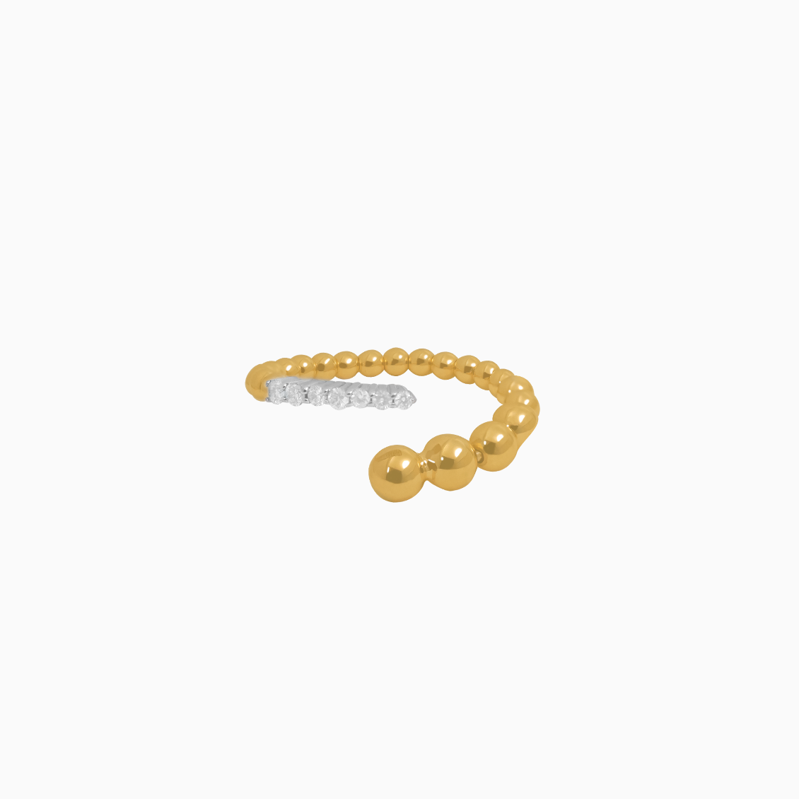 anillo oro amarillo con bolitas degrade con brillantes