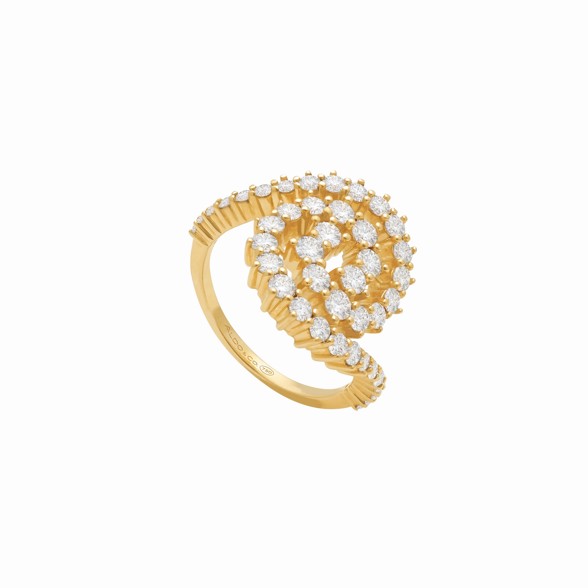 Anillo oro amarillo 18K remolino central
