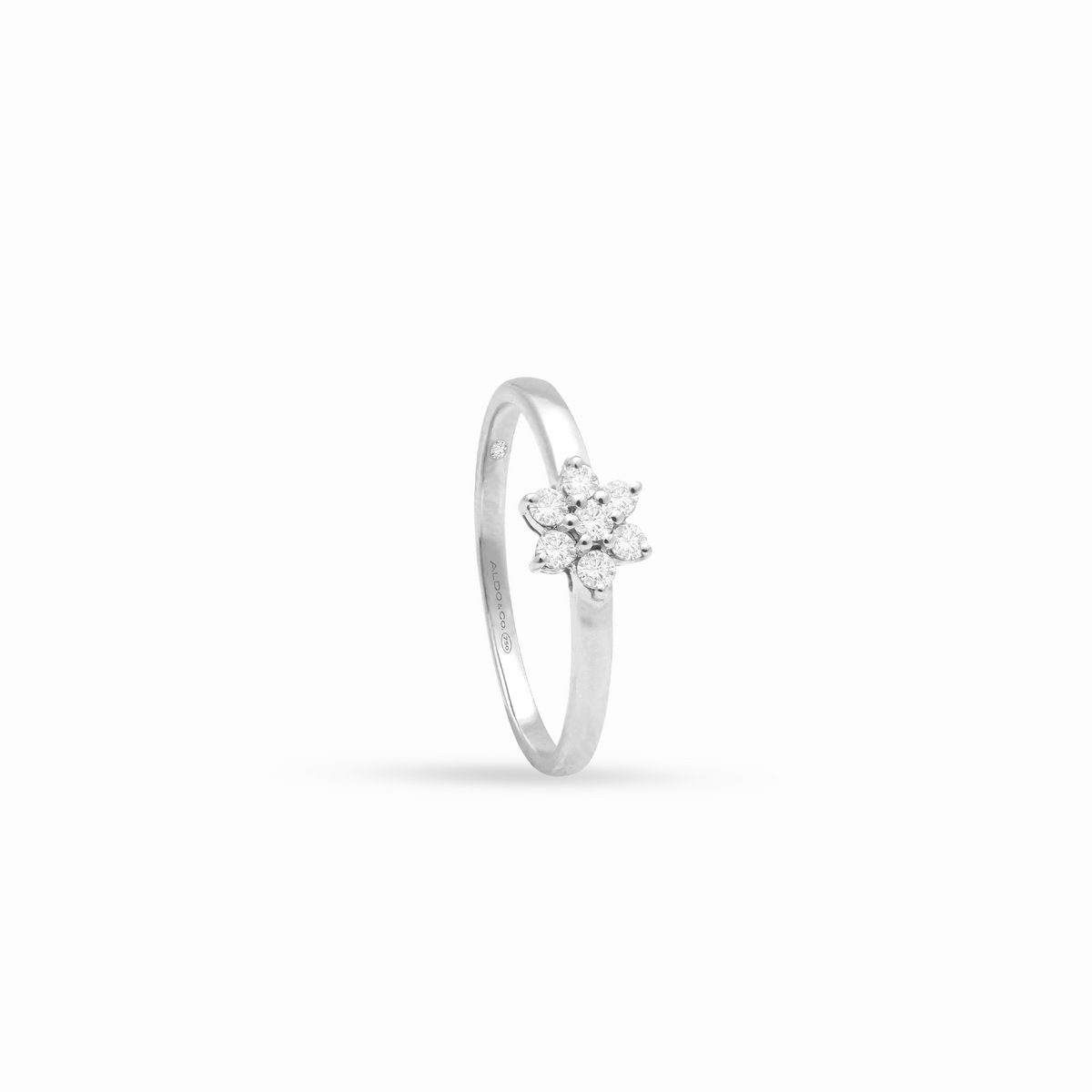 Anillo de promesa en oro blanco de 18K roseta con brillantes