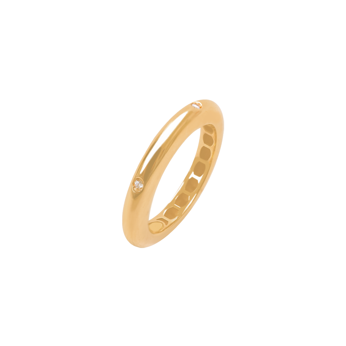 Anillo oro rosa 18K bombeado con brillantes espaciados