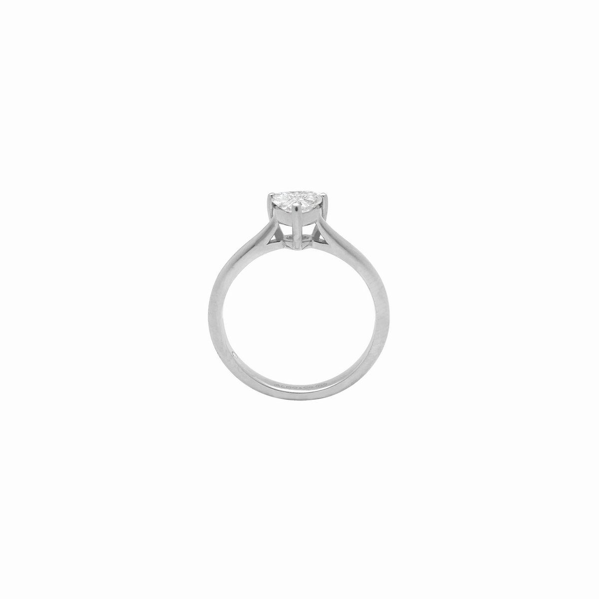 Anillo de platino 900 con diamante corte corazón 0.52 ct