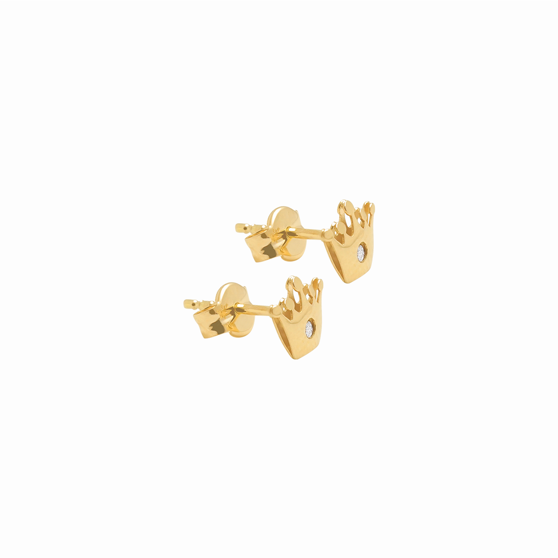 Aretes en oro amarillo 18K con brillante coronita para bebé