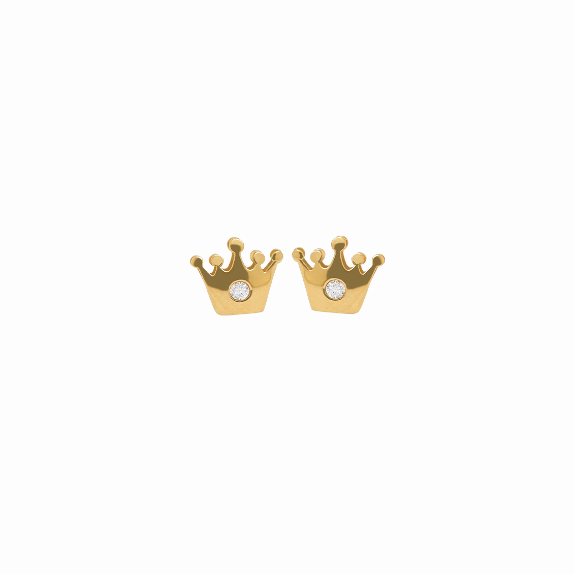 Aretes en oro amarillo 18K con brillante coronita para bebé
