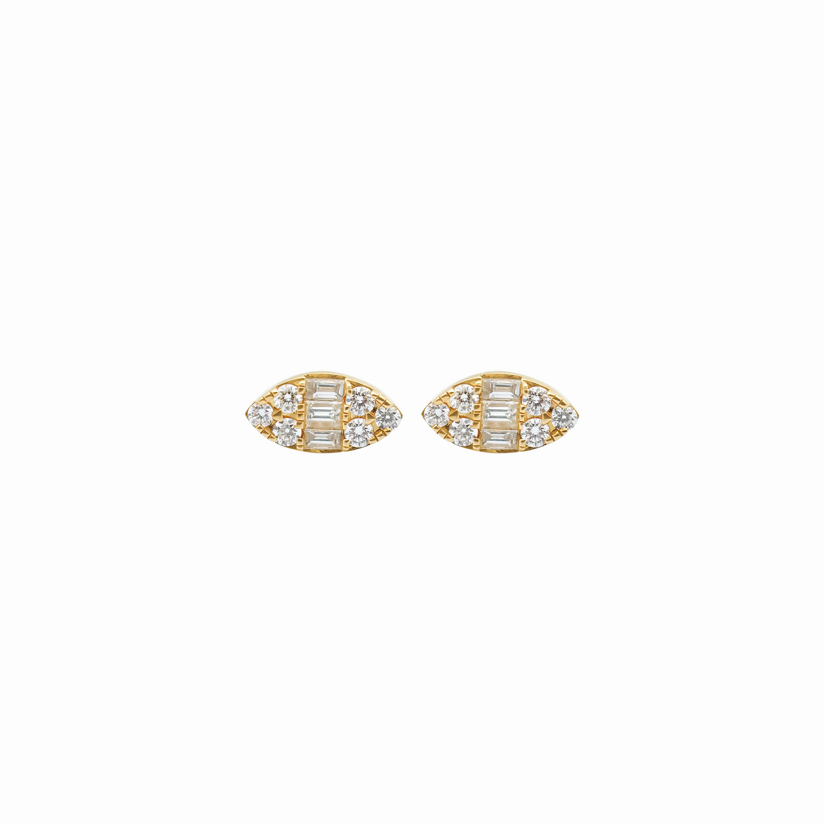 Aretes oro amarillo 18K marquise con brillantes