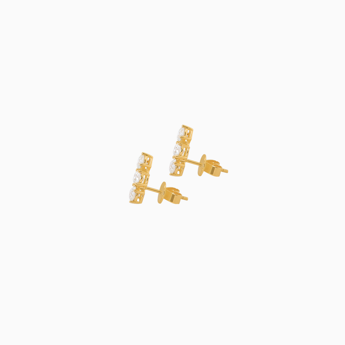 Aretes oro amarillo 18K curva con brillantes