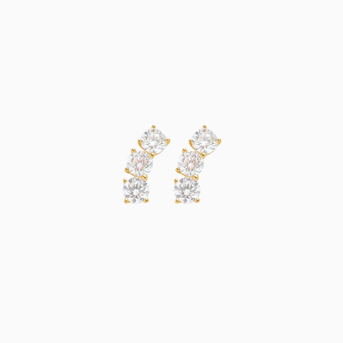 Aretes oro amarillo 18K curva con brillantes