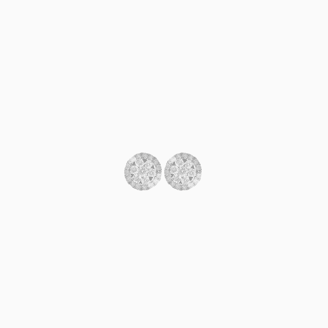 Aretes platino roseta con halo de brillantes