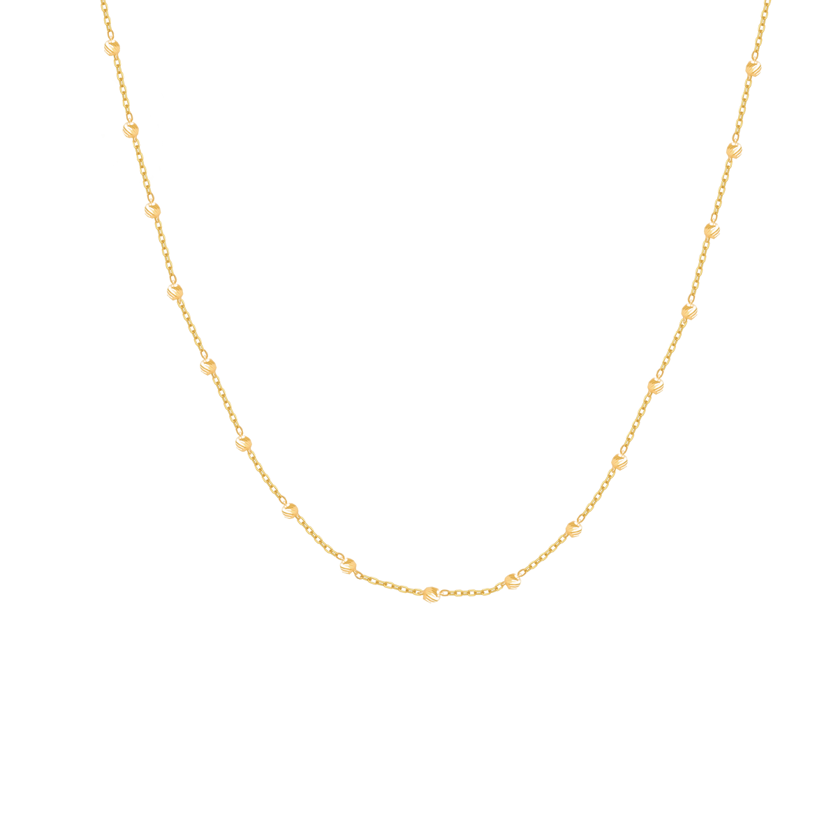 Cadena oro amarillo de 18K rolito y bolita diamantada intercalada