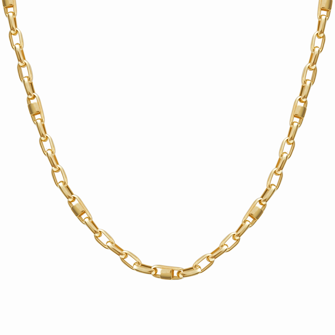 cadena en oro amarillo 18K oval alargados barra al centro con brillante