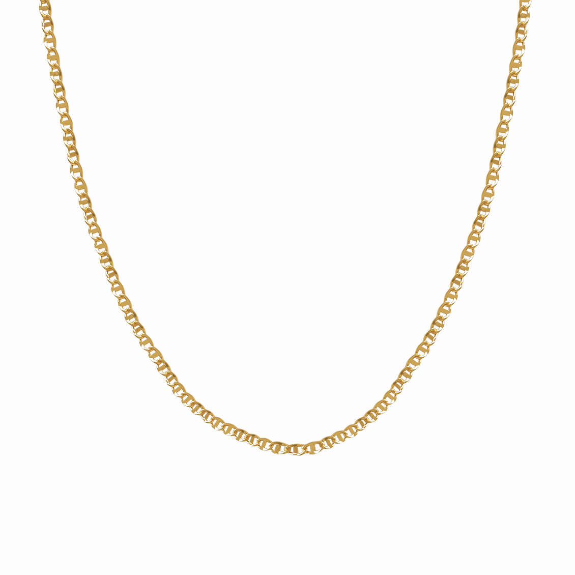 Cadena en oro amarillo 18K eslabones dobles planos con brillante