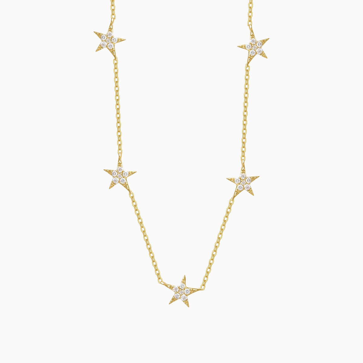 Collar oro amarillo 18K con 5 estrellas