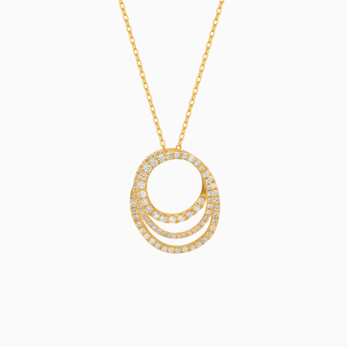 Collar oro amarillo 18K espiral oval con full brillantes