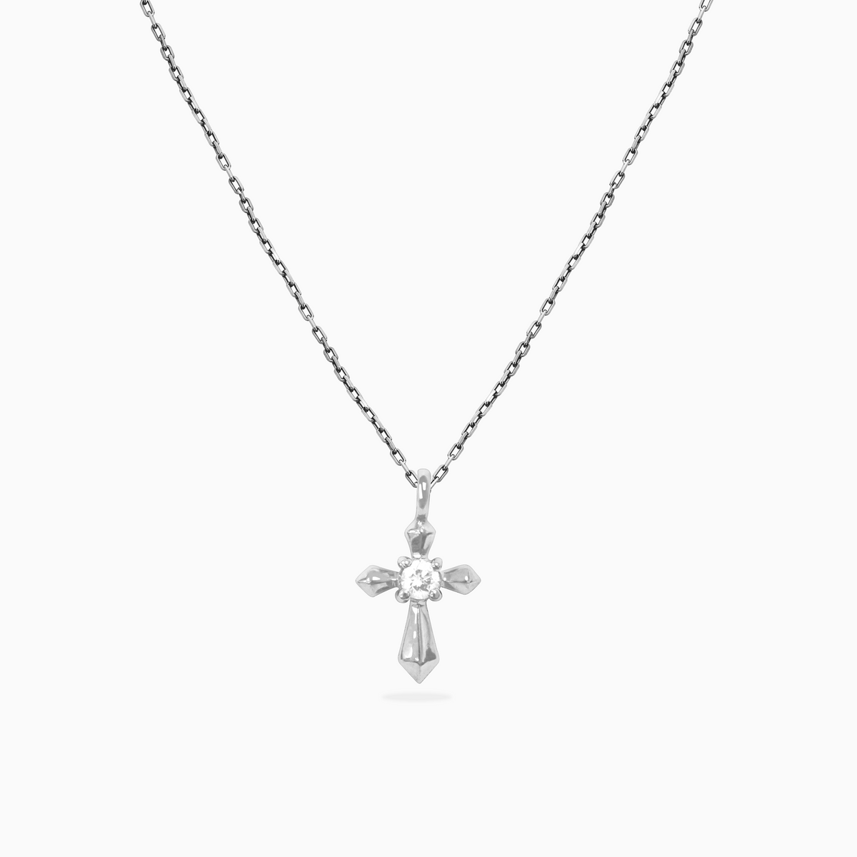 Collar oro blanco 18K con dije crucifijo