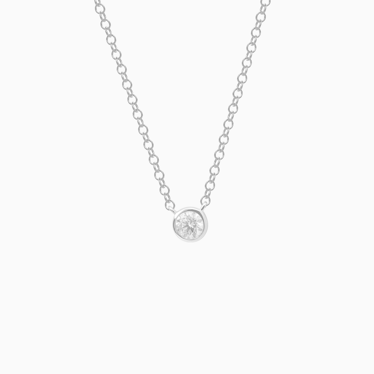 Collar oro blanco 18K con brillante central