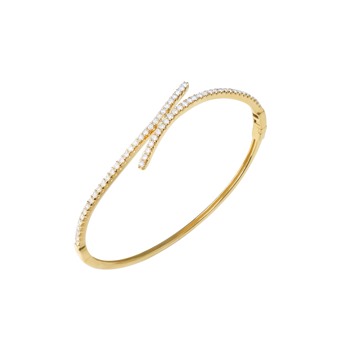 Pulsera oro amarillo de 18K bangle con curvas entrelazadas con brillantes