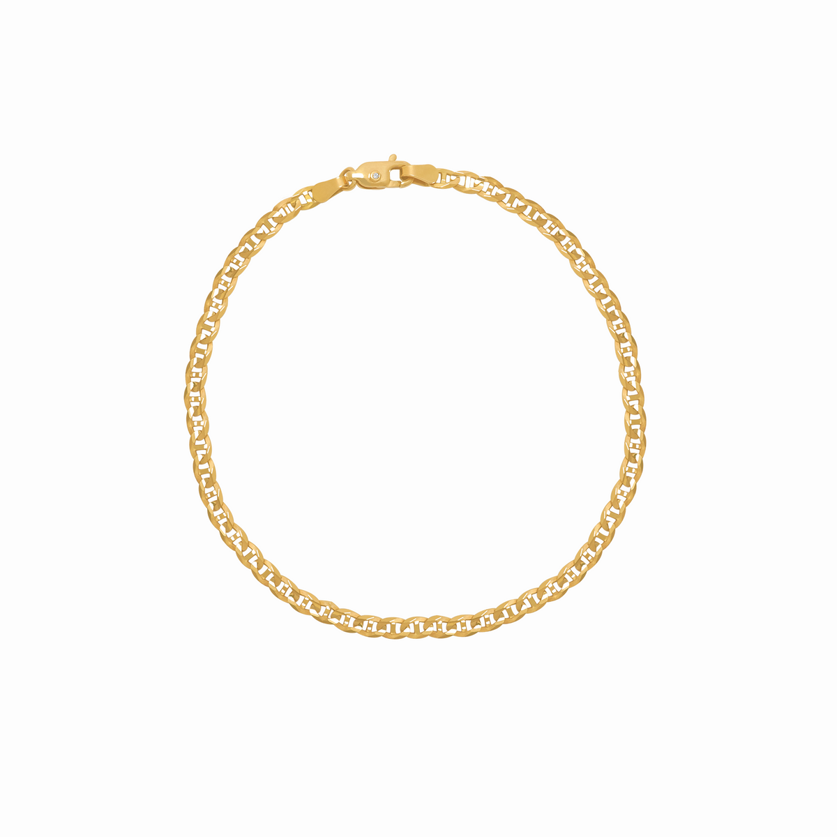 Pulsera en oro amarillo 18K eslabones planos 21 cm con brillante