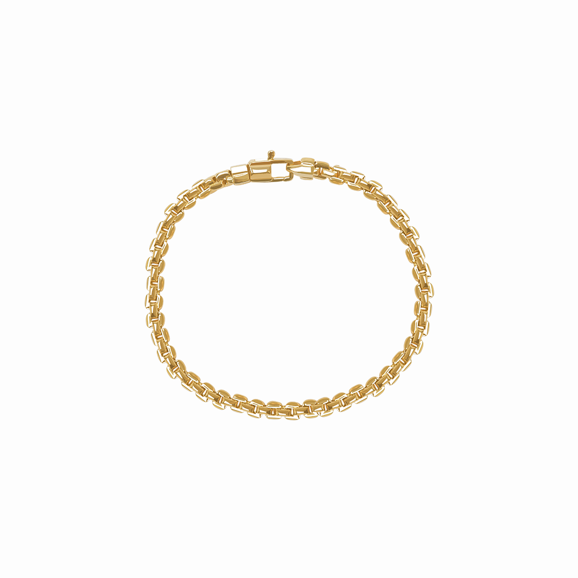 Pulsera en oro amarillo 18K cuadrado tipo serpiente con brillante