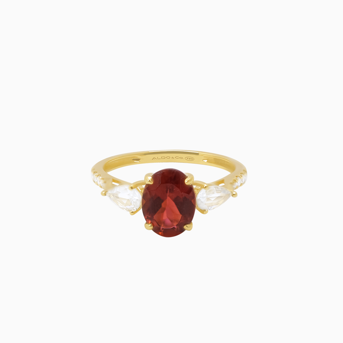 Anillo oro amarillo 18K con turmalina oval, zafiros blancos y brillantes