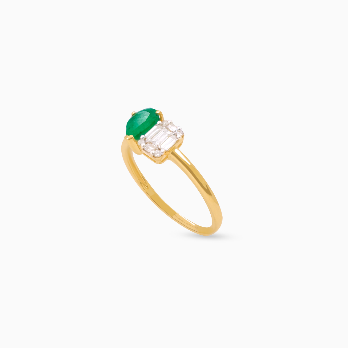 Anillo oro amarillo 18K Tú y Yo esmeralda y diamante