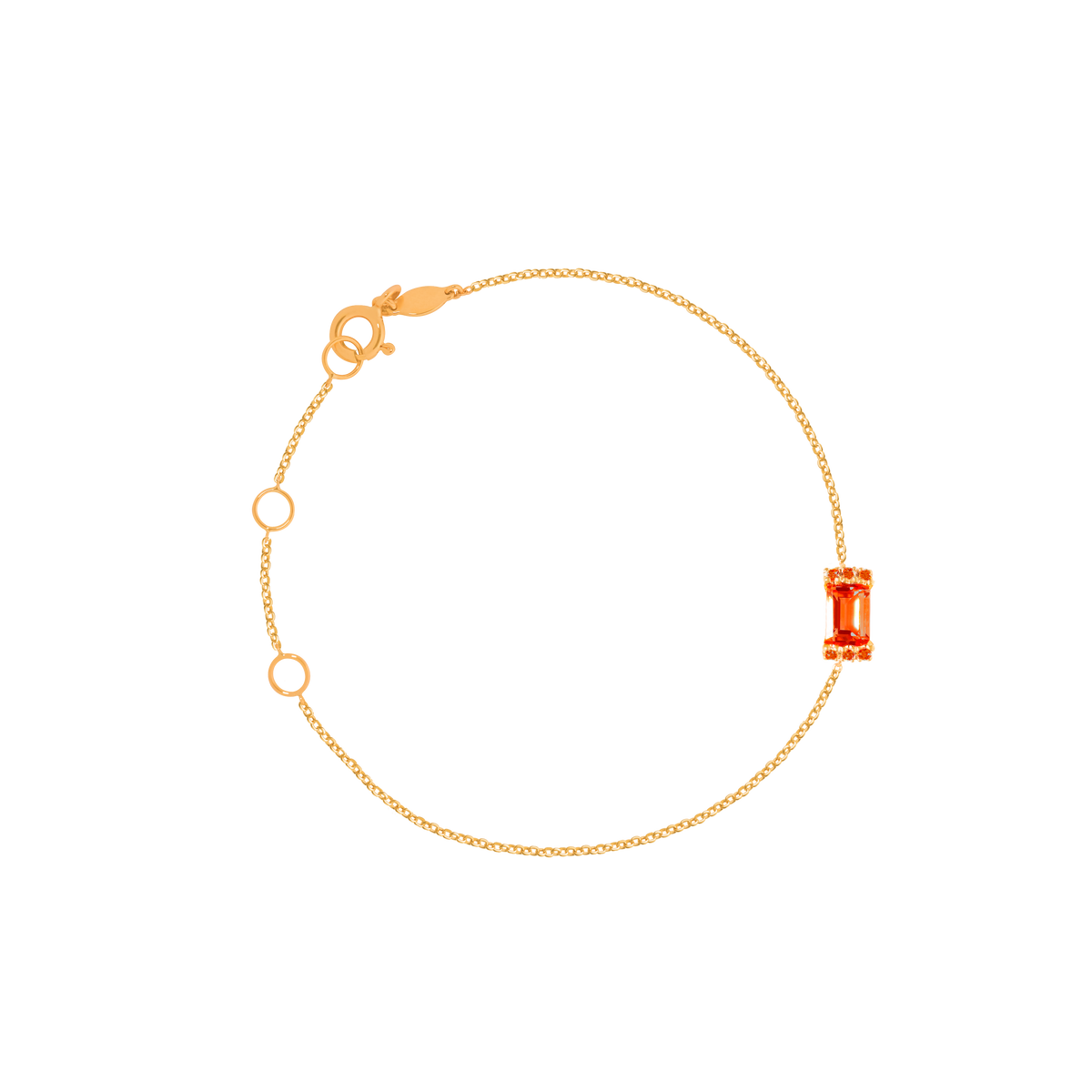 Pulsera Amelia en oro amarillo de 18K con granate corte esmeralda