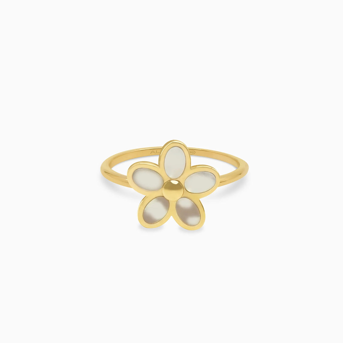 Anillo en oro amarillo de 18K flor con nácar
