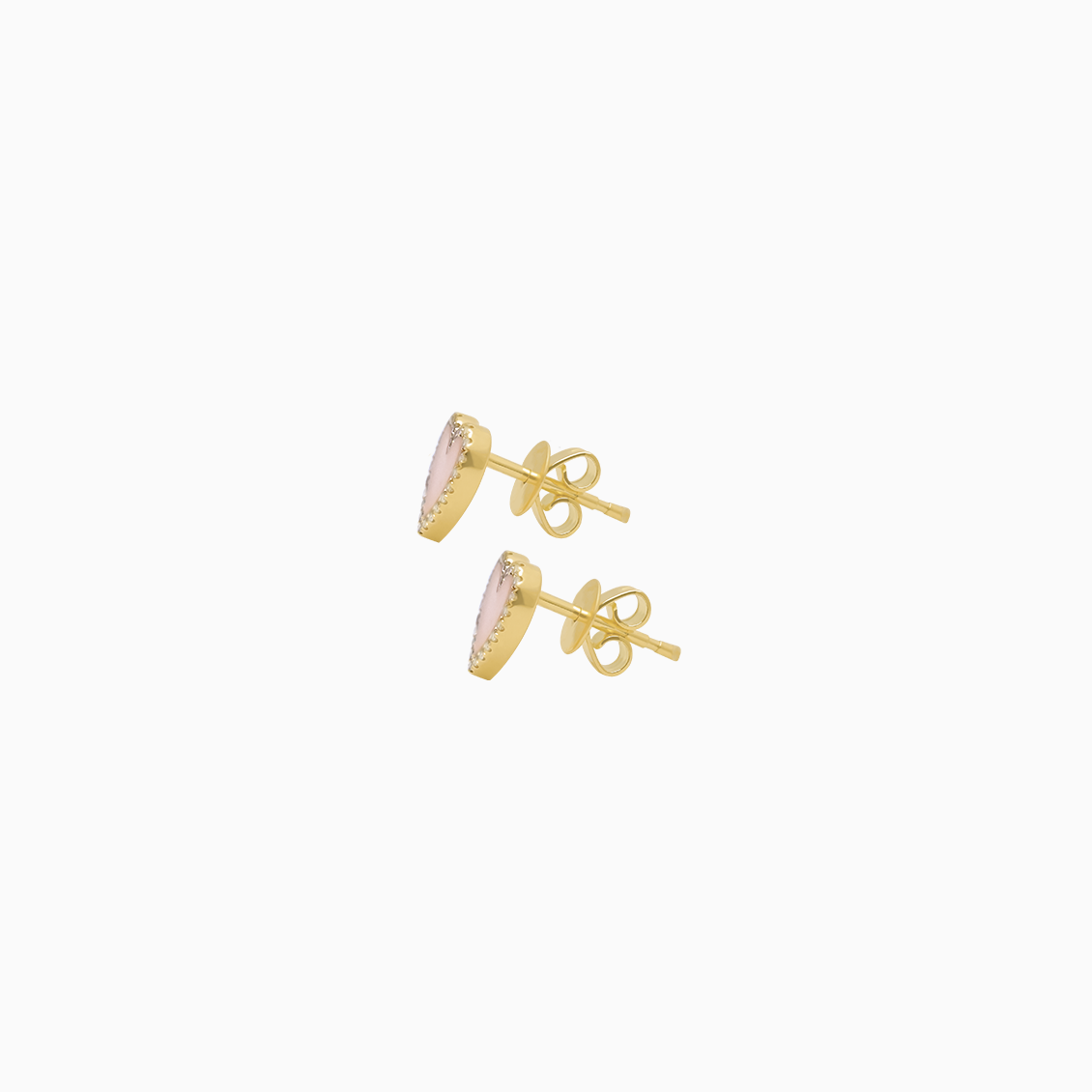 Aretes oro amarillo 18k con opalo rosa corazon con brillantes