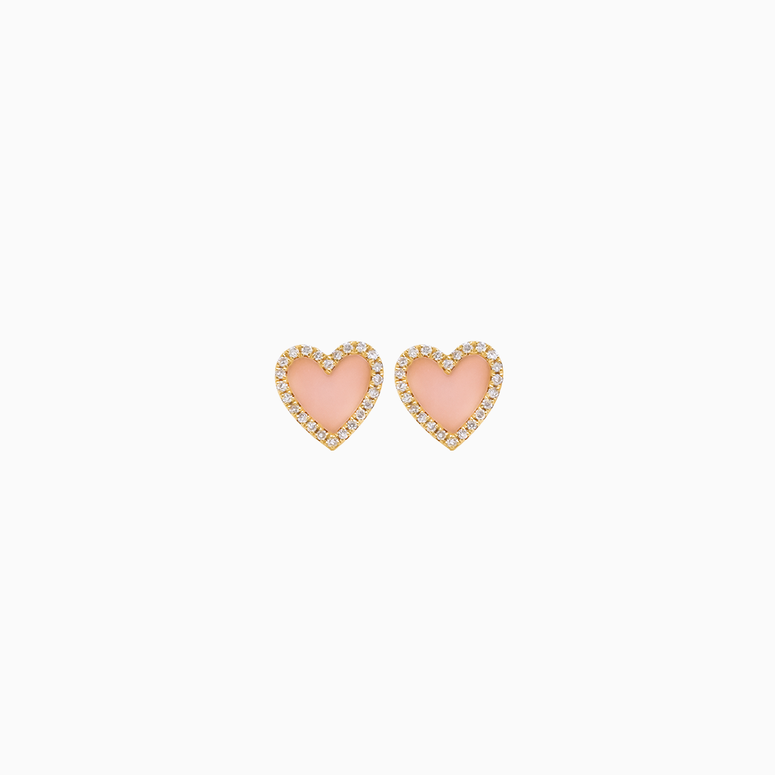 Aretes oro amarillo 18k con opalo rosa corazon con brillantes