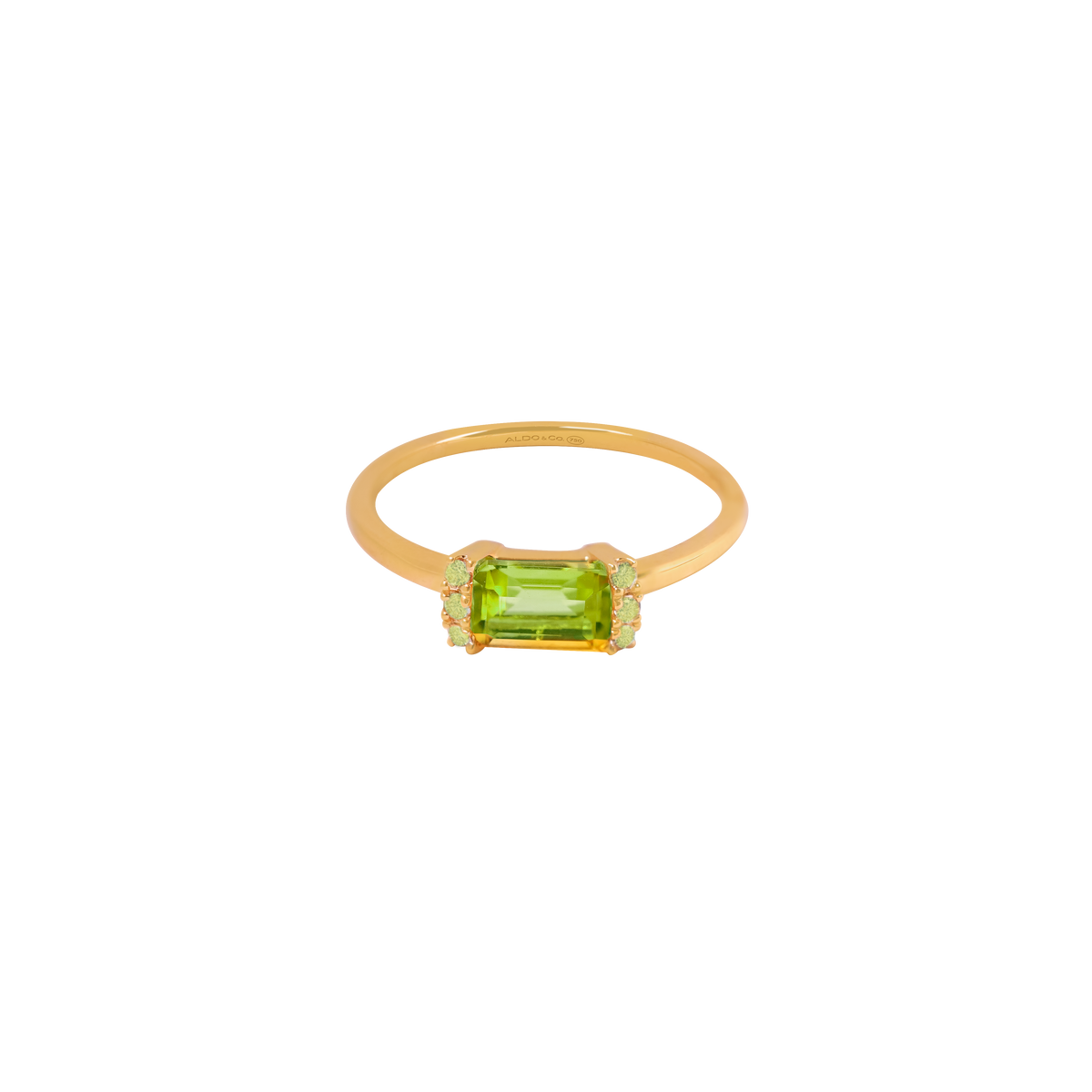 Anillo Amelia oro amarillo de 18K con peridoto corte esmeralda