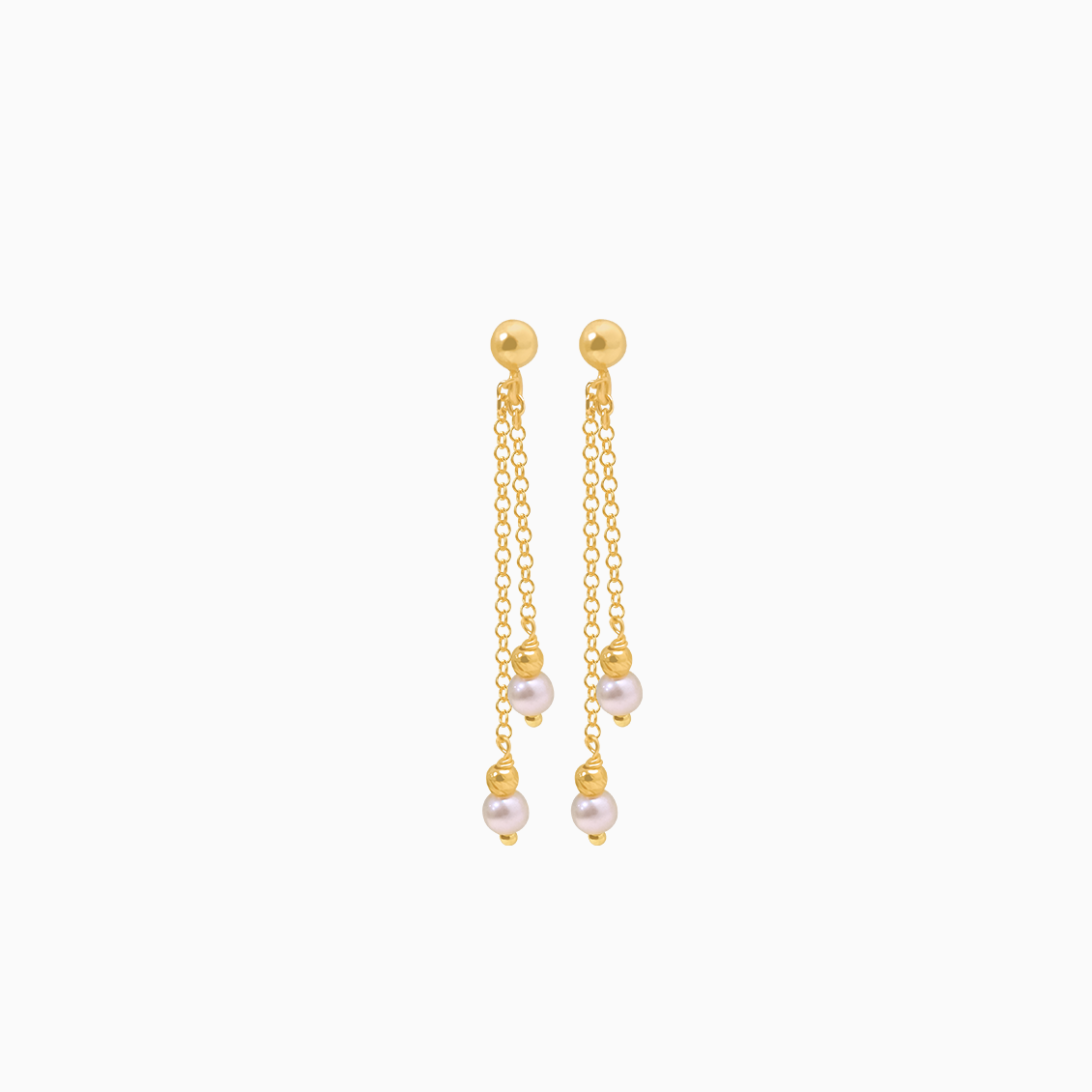 Aretes colgante oro amarillo 18K con perlas