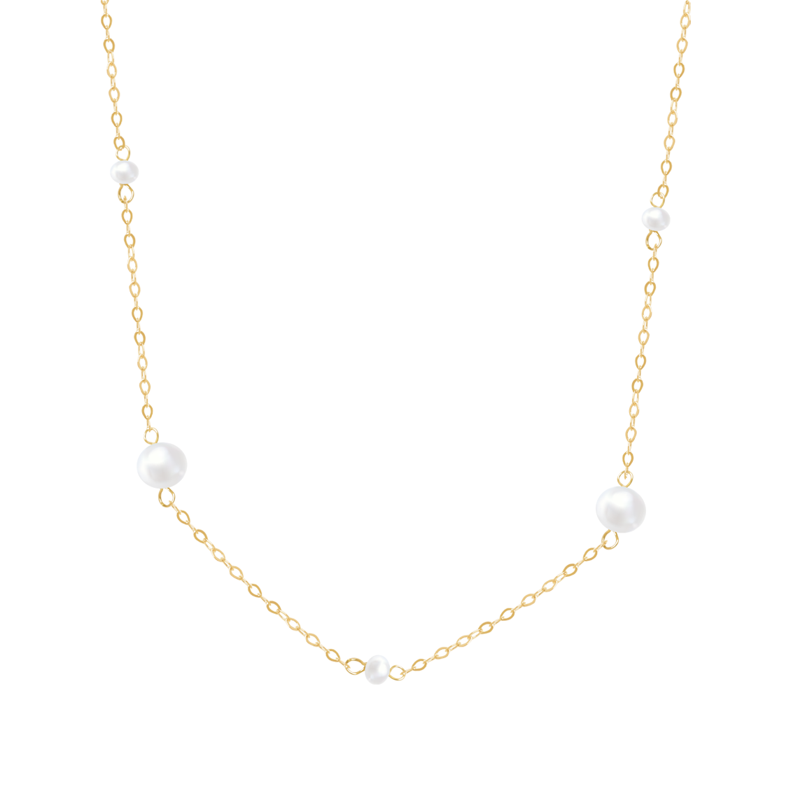 Collar oro amarillo 18K con perlas intercaladas.