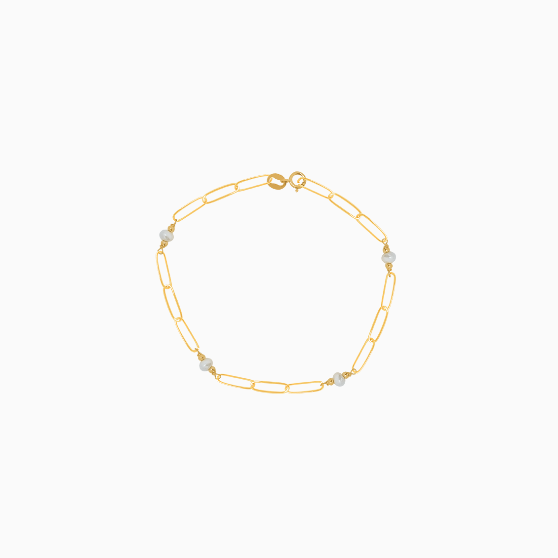 Pulsera oro amarillo 18K con perlas y beads