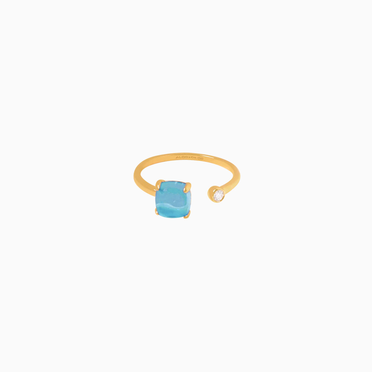 Anillo en oro amarillo de 18K con topacio azul
