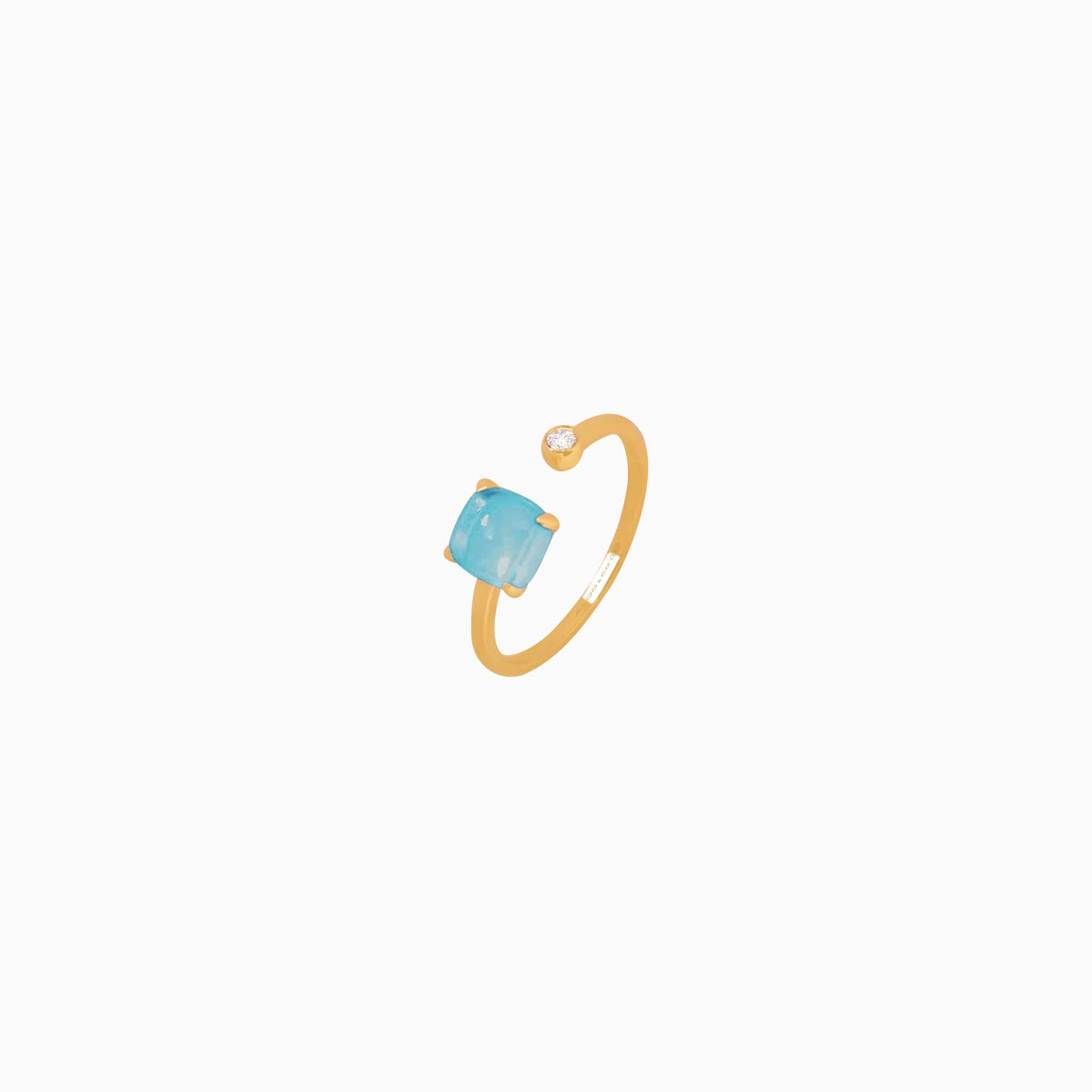 Anillo en oro amarillo de 18K con topacio azul