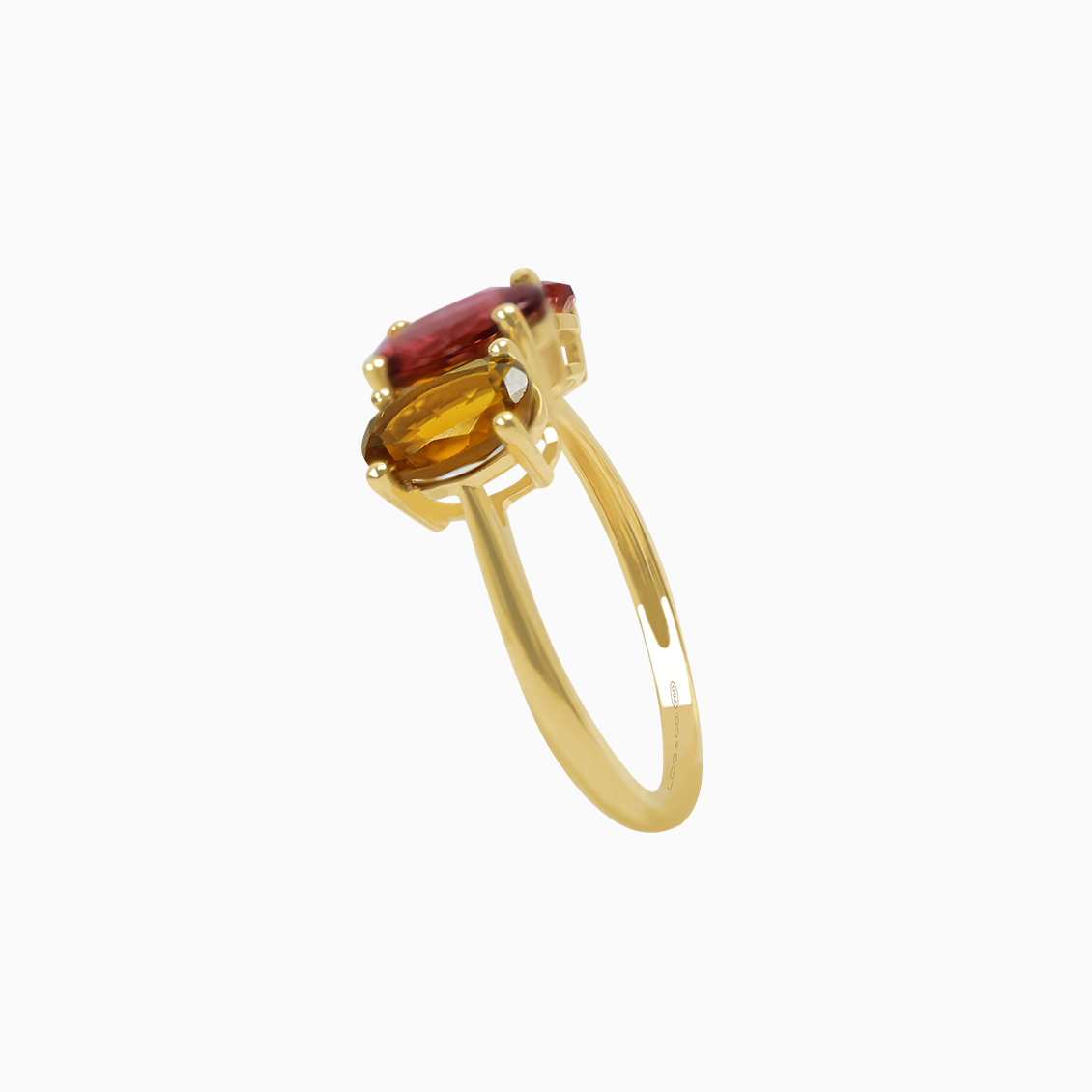 Anillo oro amarillo 18K con tanzanita ovales