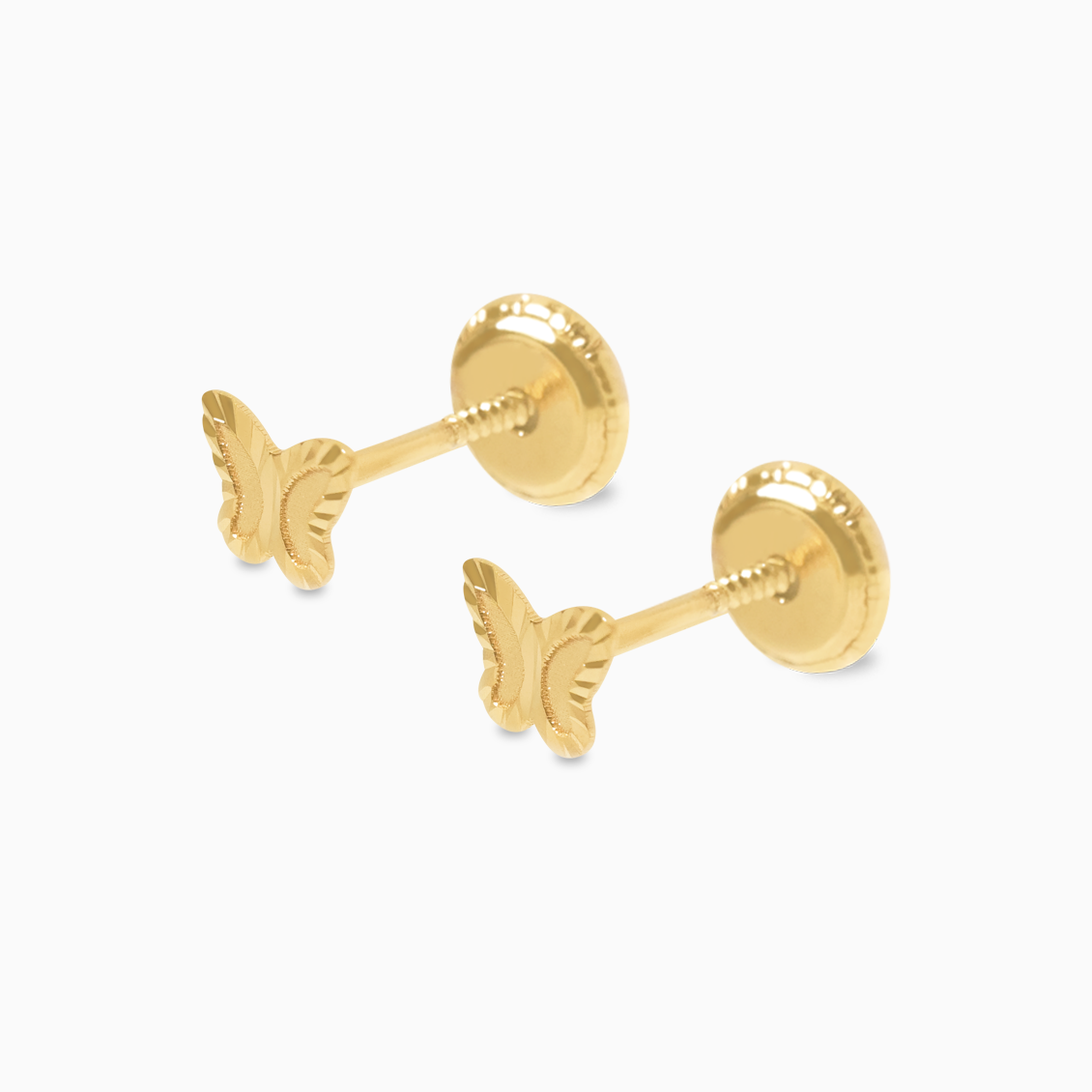 Aretes en oro amarillo de 18K mariposa diamantada