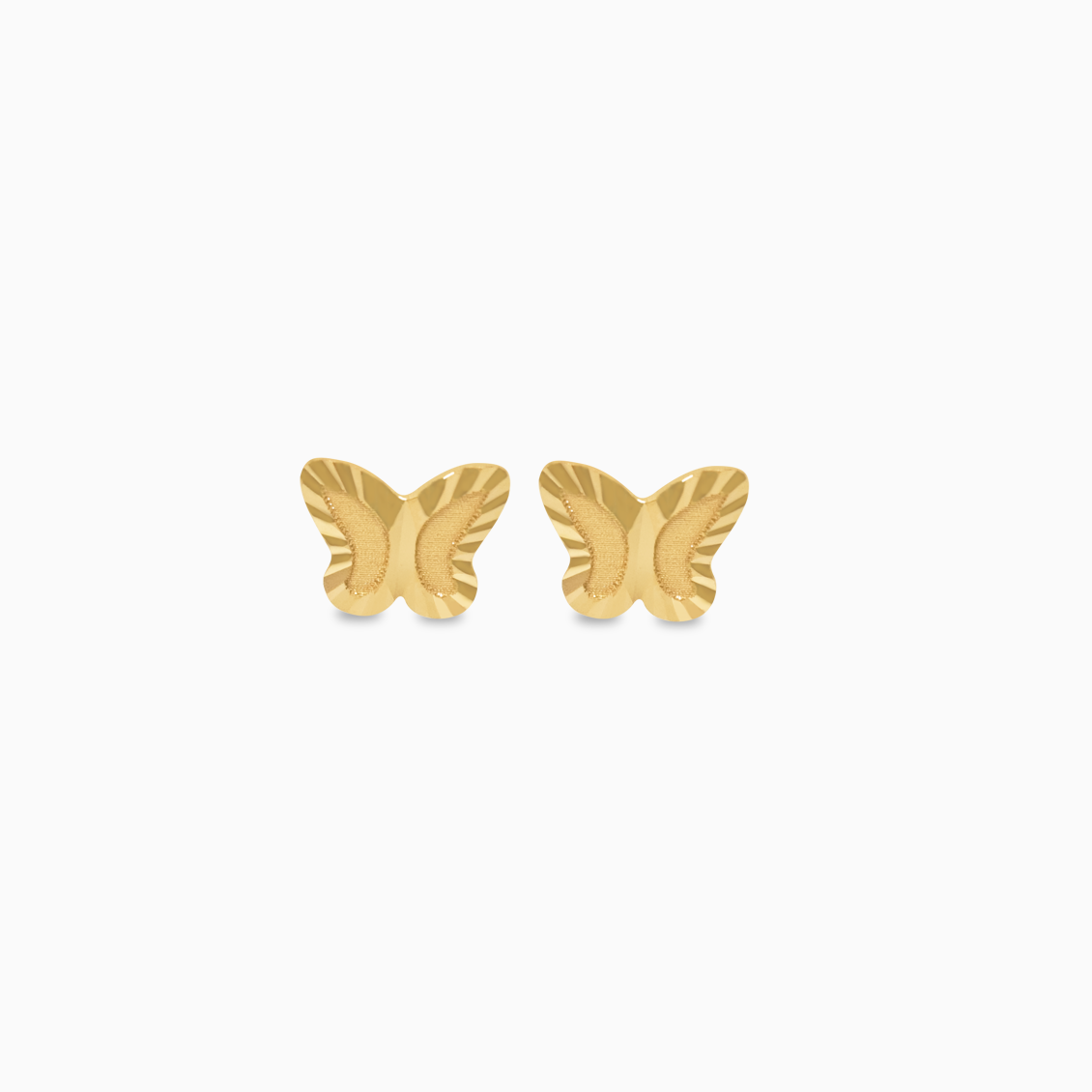 Aretes en oro amarillo de 18K mariposa diamantada