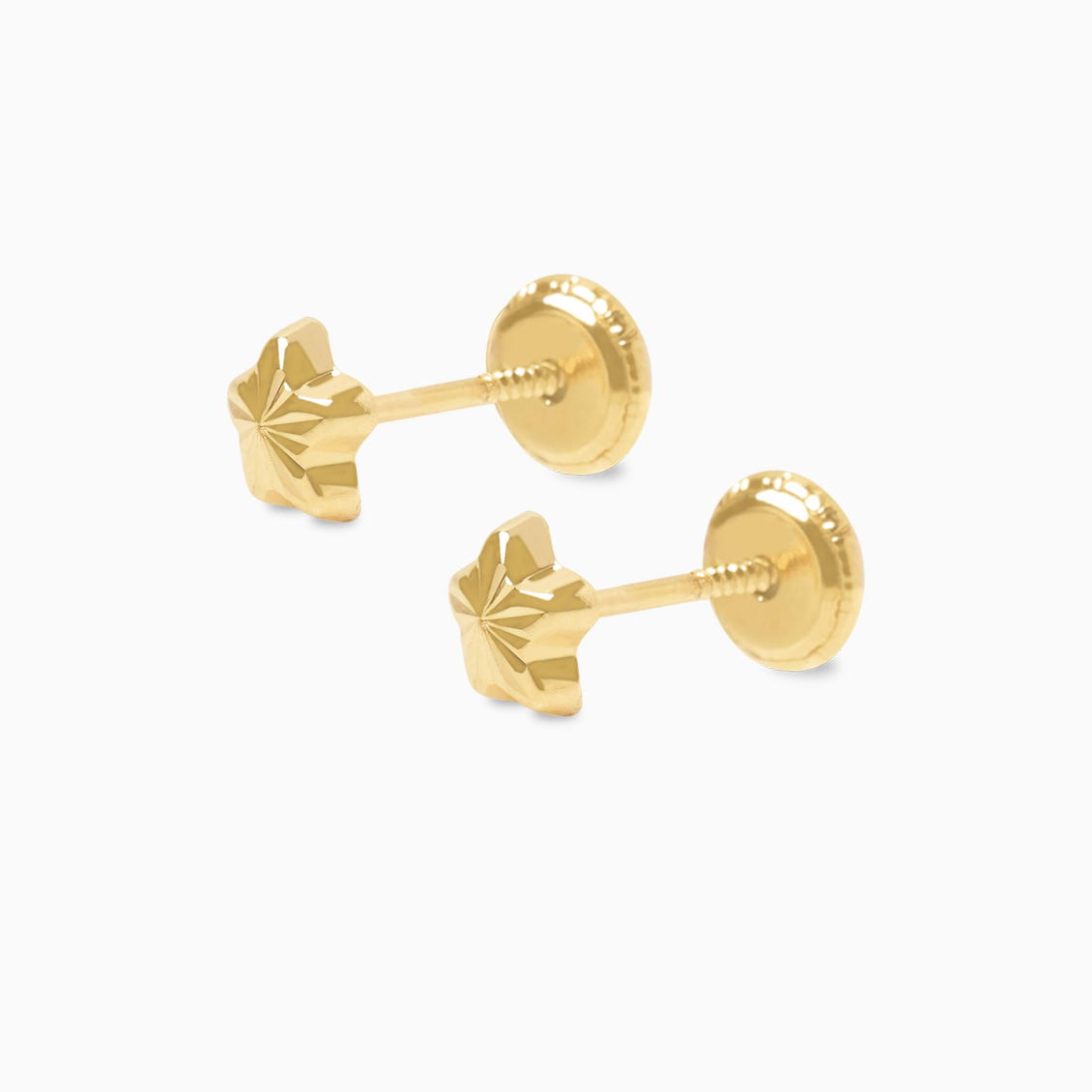 Aretes en oro amarillo de 18K estrella diamantada