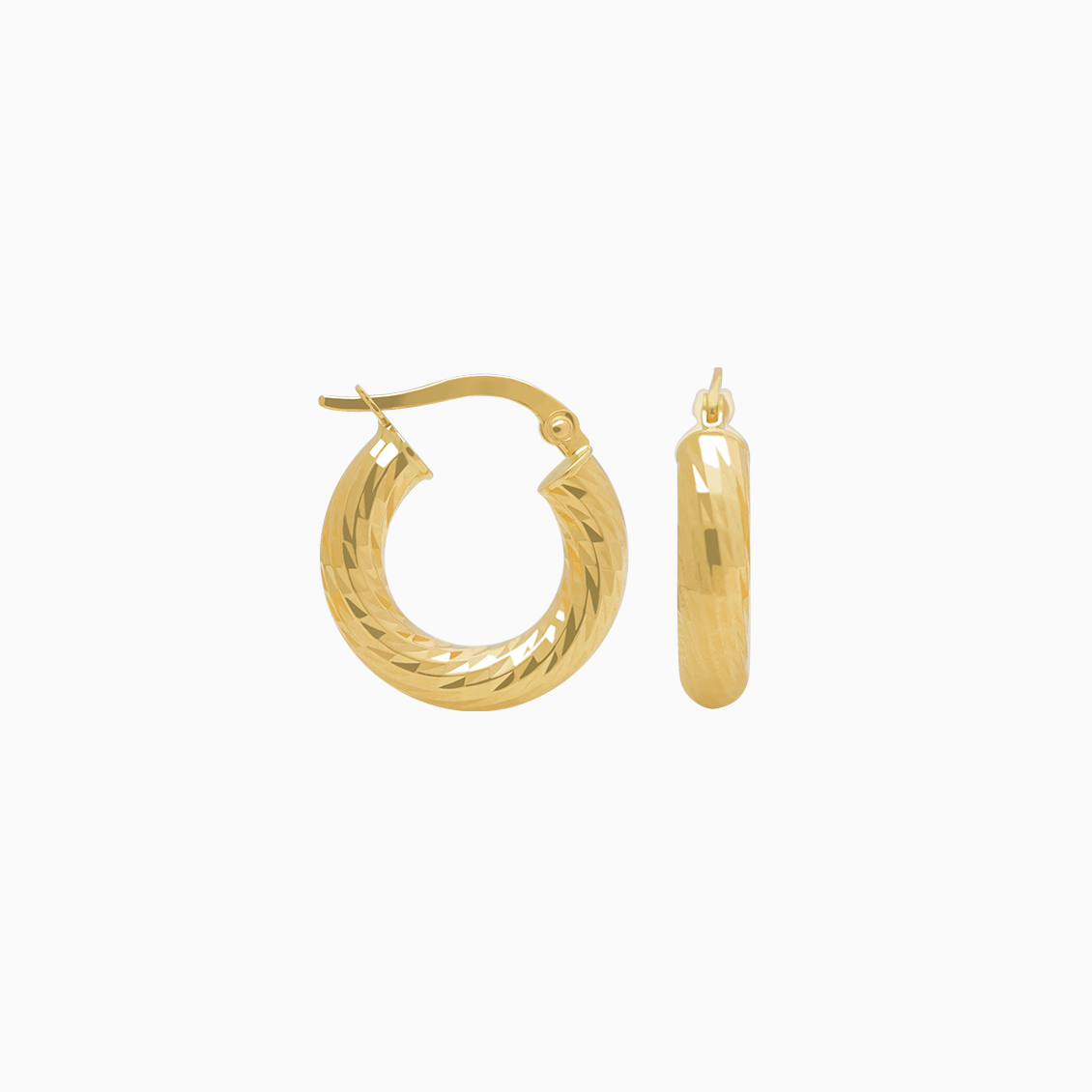 Aretes oro amarillo 18K argollas diamantadas