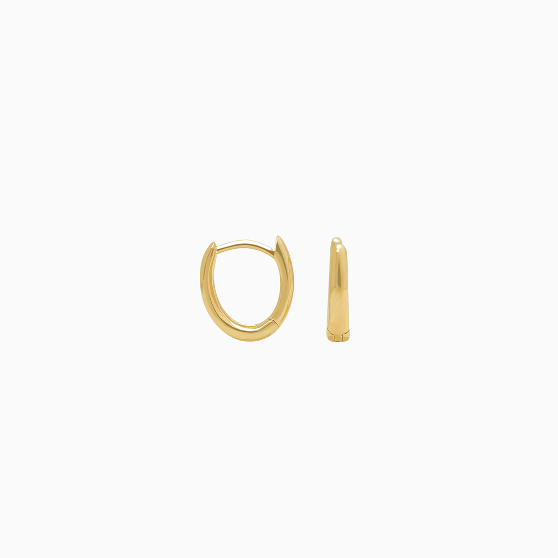 Aretes oro amarillo 18K argollas oval tipo tubular