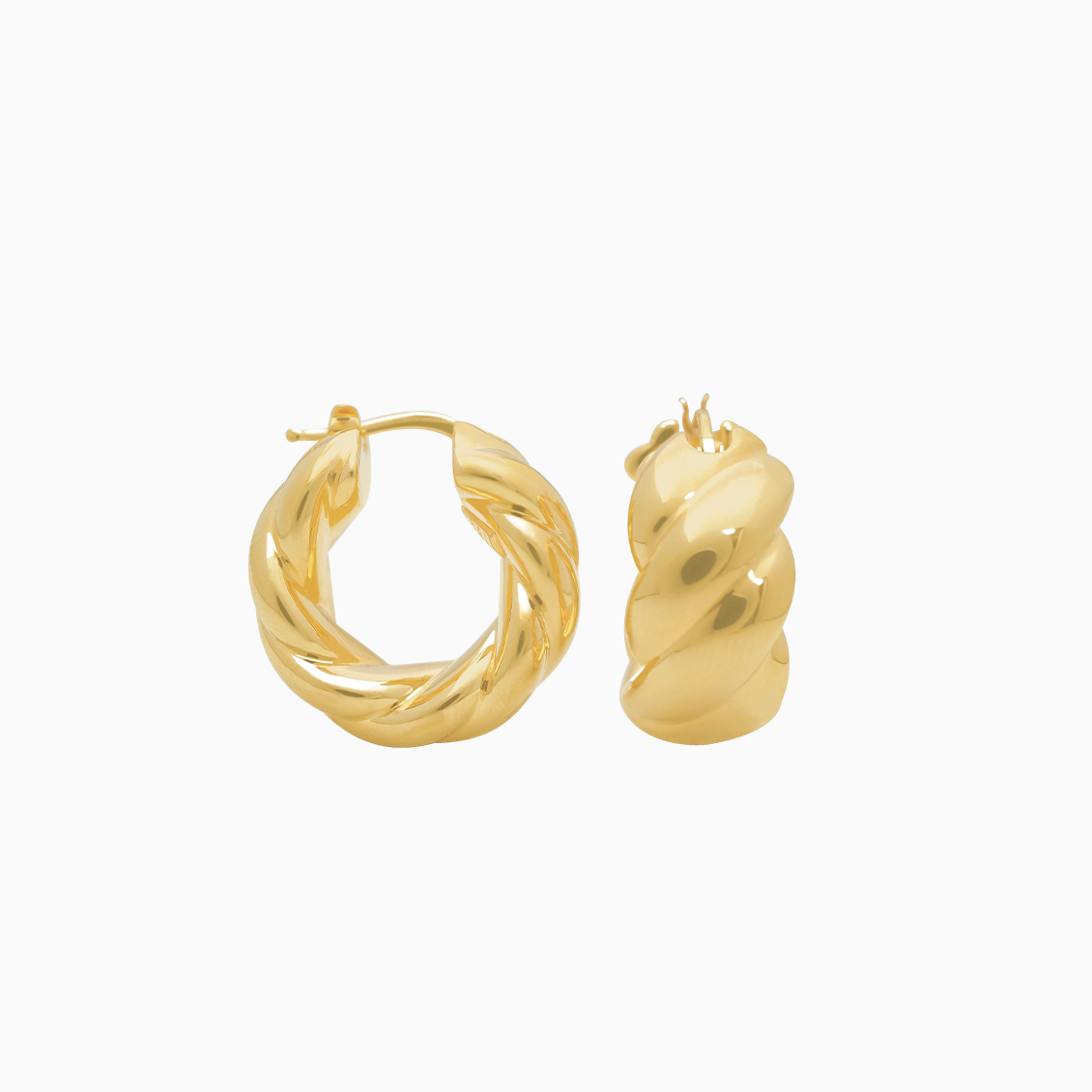 Aretes oro amarillo 18K argollas trenzadas