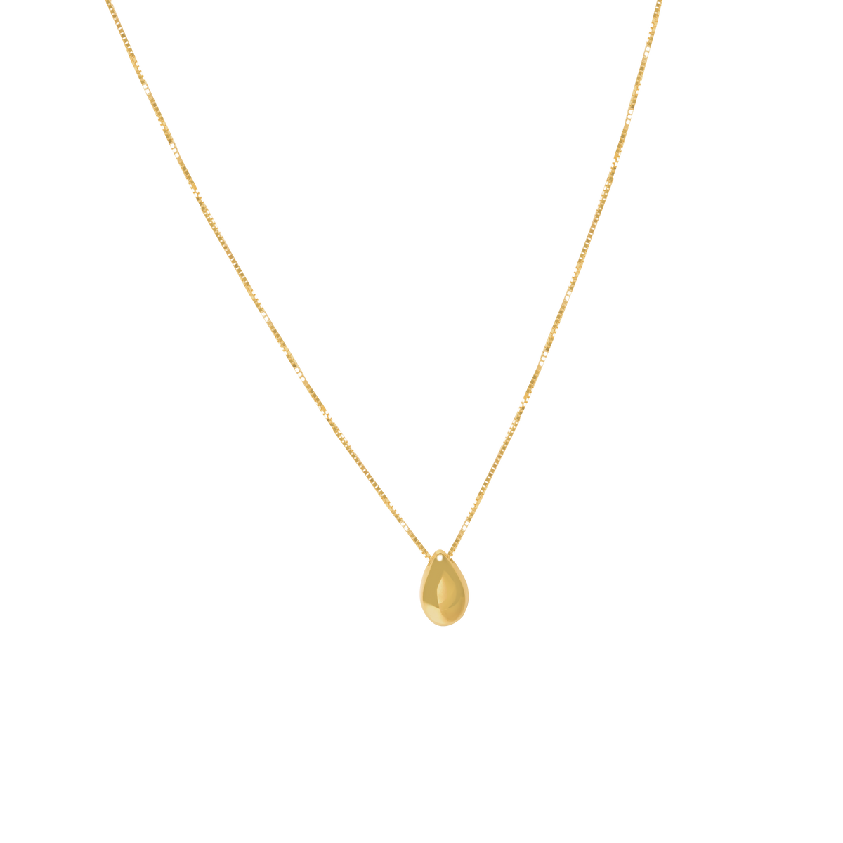 Collar en oro amarillo de 18K con dije en forma de gota bombeada