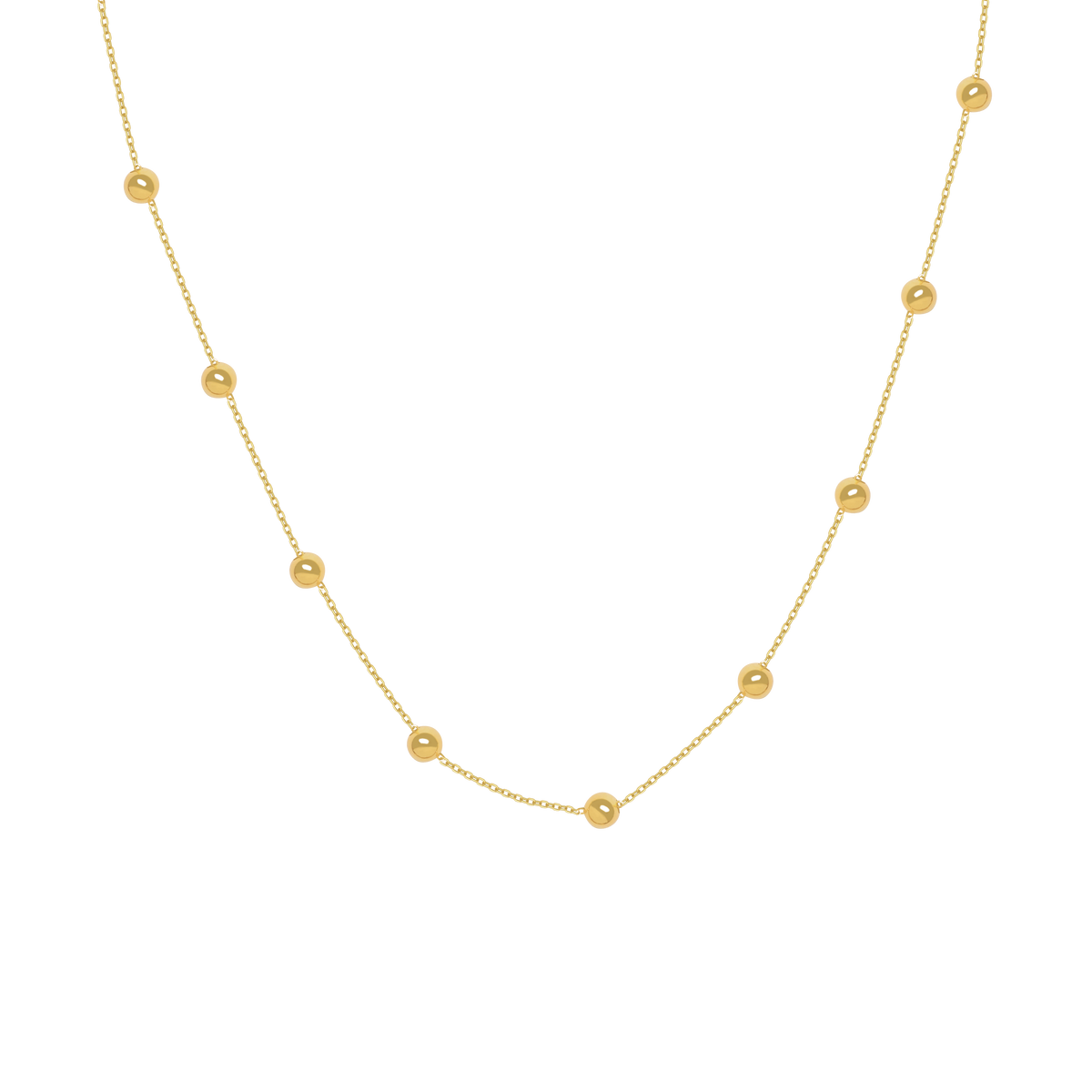 Collar en oro amarillo de 18K con cadena y 13 beads