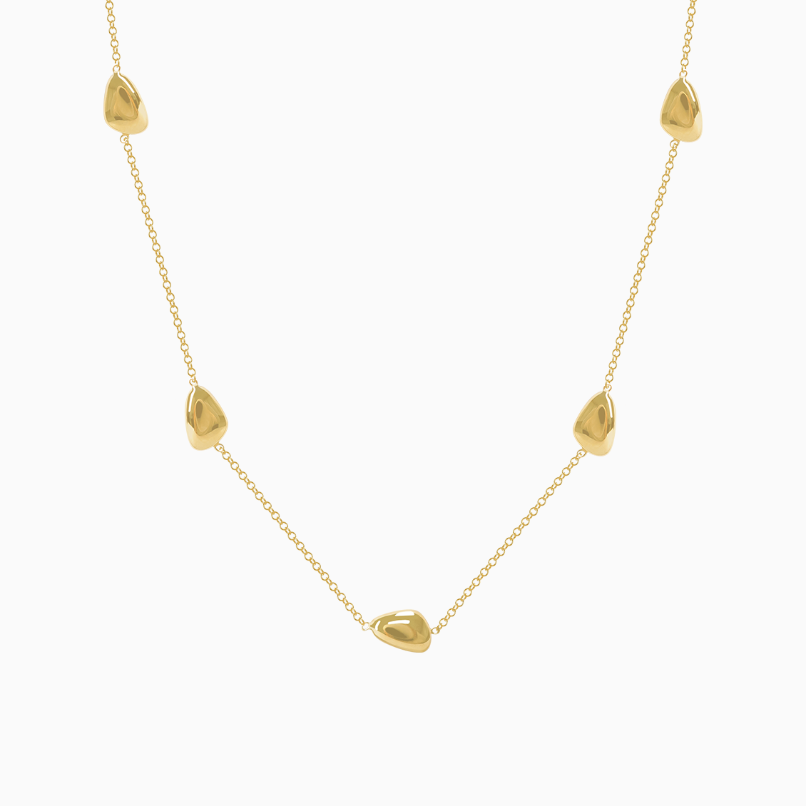 Collar en oro amarillo de 18K, con cadena y beads intercalados