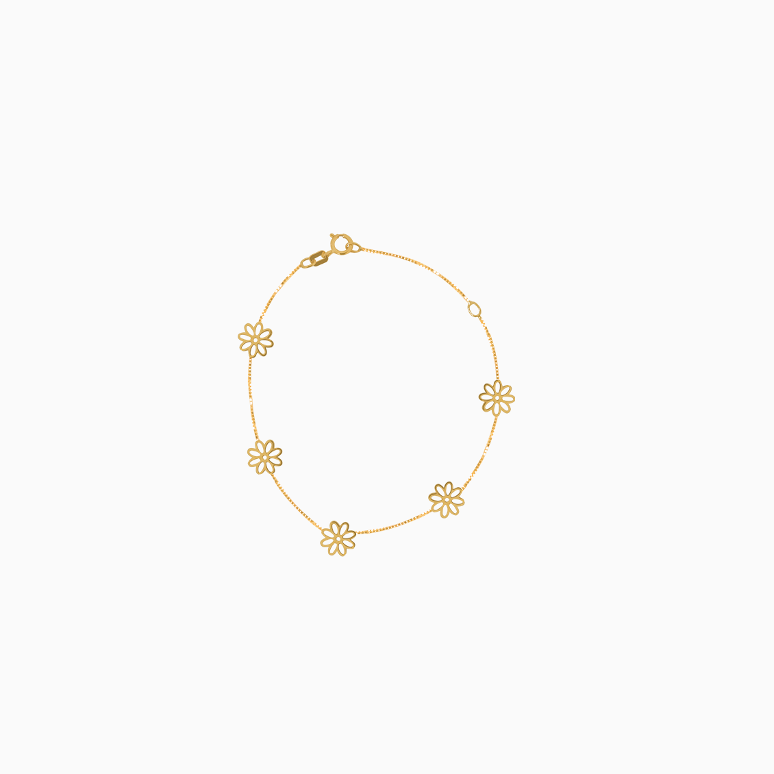 Pulsera oro amarillo 18K c/ dijes flor plano