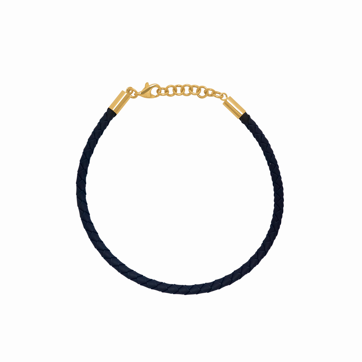 Pulsera en oro amarillo 18K cordón azul tejido con regulador